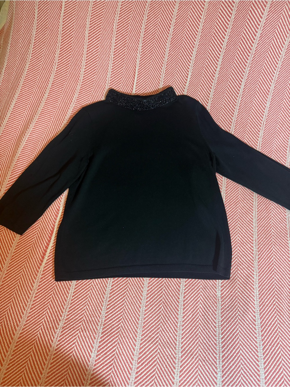 Black Women's Sweater with Sparkle Beaded Collar
